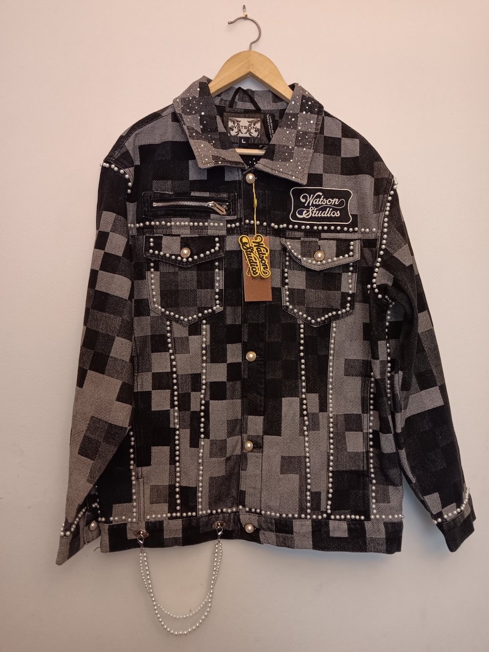 Men's Black & Gray Studded Work Jacket